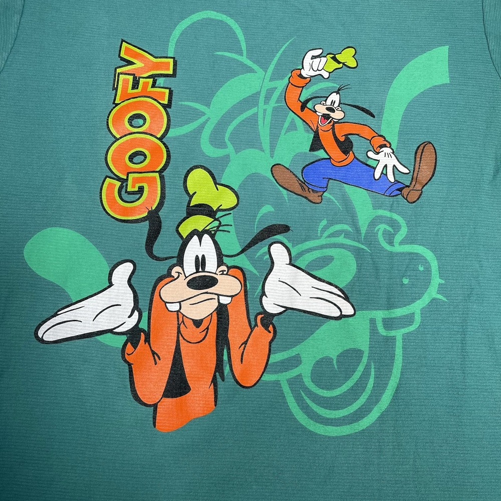 Vintage 90s Goofy Disney T-Shirt XL Green Single Stitch USA‎ Made Seersucker Tee